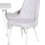 Polar Jídelní stůl 120 cm - Bílá Bílá+Velvet Deluxe Jídelní židle - Bílé nohy - Světle šedá Fabric_4