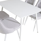 Polar Jídelní stůl 120 cm - Bílá Bílá+Velvet Deluxe Jídelní židle - Bílé nohy - Světle šedá Fabric_4