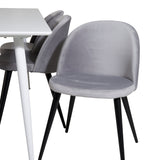 Jídelní stůl Polar 180 cm - Bílá deska / Bílé nohy + Sametová jídelní židle - Světle šedá / Černá_6