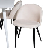 Polar Jídelní stůl 180 cm - Bílá deska / Bílé nohy + Sametová jídelní židle - Béžová / Černá_6