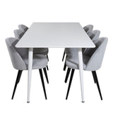 Polar Jídelní stůl 180 cm - Bílá deska / Bílé nohy + Sametová jídelní židle Manšestr - Světle Šedá / Černá_6