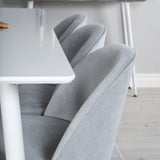 Polar Jídelní stůl 180 cm - Bílá deska / Bílé nohy + Sametová jídelní židle Manšestr - Světle Šedá / Černá_6