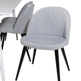 Polar Jídelní stůl 180 cm - Bílá deska / Bílé nohy + Sametová jídelní židle Manšestr - Světle Šedá / Černá_6