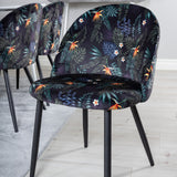 Jídelní stůl Polar 180 cm - Bílá deska / Bílé nohy+Sametová jídelní židle - Black Flower fabric_6