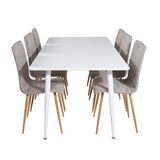 Polar Jídelní stůl 180 cm - Bílá deska / Bílé nohy+Windu Lyx Jídelní židle - Světle šedá / Dub_6