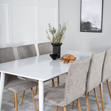 Polar Jídelní stůl 180 cm - Bílá deska / Bílé nohy+Windu Lyx Jídelní židle - Světle šedá / Dub_6