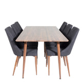 Jídelní stůl Polar 180 cm - Ořechová deska - Ořechové nohy+Jídelní židle Leon - Ořechové nohy - Černá Fabric_6