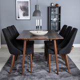 Jídelní stůl Polar 180 cm - Ořechová deska - Ořechové nohy+Jídelní židle Leon - Ořechové nohy - Černá Fabric_6