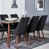 Jídelní stůl Polar 180 cm - Ořechová deska - Ořechové nohy+Jídelní židle Leon - Ořechové nohy - Černá Fabric_6