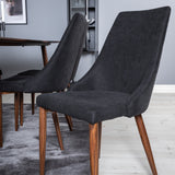 Jídelní stůl Polar 180 cm - Ořechová deska - Ořechové nohy+Jídelní židle Leon - Ořechové nohy - Černá Fabric_6