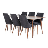 Jídelní stůl Polar 180 cm - Ořechová deska - Ořechové nohy+Jídelní židle Leon - Ořechové nohy - Černá Fabric_6