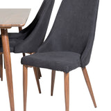 Jídelní stůl Polar 180 cm - Ořechová deska - Ořechové nohy+Jídelní židle Leon - Ořechové nohy - Černá Fabric_6