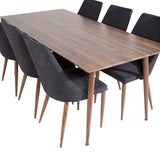 Jídelní stůl Polar 180 cm - Ořechová deska - Ořechové nohy+Jídelní židle Leon - Ořechové nohy - Černá Fabric_6