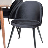 Jídelní stůl Polar 180 cm - Ořechová deska - Ořechové nohy+Sametová jídelní židle - Černá / Černá_6