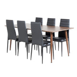 Jídelní stůl Polar 180 cm - Ořechová deska - Ořechové nohy+Slim High Back Jídelní židle - Černé nohy - Černá PU_6