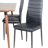 Jídelní stůl Polar 180 cm - Ořechová deska - Ořechové nohy+Slim High Back Jídelní židle - Černé nohy - Černá PU_6