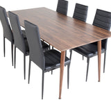 Jídelní stůl Polar 180 cm - Ořechová deska - Ořechové nohy+Slim High Back Jídelní židle - Černé nohy - Černá PU_6
