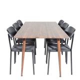 Jídelní stůl Polar 180 cm - Ořechová deska - Ořechové nohy + Jídelní židle Polly - Černá / Černá _6