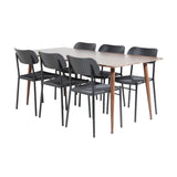 Jídelní stůl Polar 180 cm - Ořechová deska - Ořechové nohy + Jídelní židle Polly - Černá / Černá _6