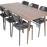 Jídelní stůl Polar 180 cm - Ořechová deska - Ořechové nohy + Jídelní židle Polly - Černá / Černá _6