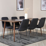 Jídelní stůl Polar 180 cm - Ořechová deska - Ořechové nohy+Muce Jídelní židle - Černé nohy - Černá Fabric_6