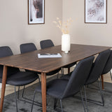 Jídelní stůl Polar 180 cm - Ořechová deska - Ořechové nohy+Muce Jídelní židle - Černé nohy - Černá Fabric_6