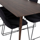 Jídelní stůl Polar 180 cm - Ořechová deska - Ořechové nohy+Muce Jídelní židle - Černé nohy - Černá Fabric_6