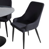 Kulatý jídelní stůl Estelle ø106 H75 - Černá / Černá+Plaza Jídelní židle - Černé nohy - Černá Fabric_4