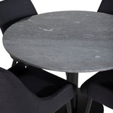 Kulatý jídelní stůl Estelle ø106 H75 - Černá / Černá+Plaza Jídelní židle - Černé nohy - Černá Fabric_4