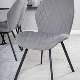 Jídelní stůl Marina - černá deska / černé nohy + jídelní židle Gemma - černé nohy - šedá látka_6