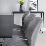 Jídelní stůl Marina - černá deska / černé nohy + jídelní židle Gemma - černé nohy - šedá látka_6