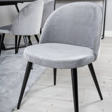 Jídelní stůl Marina - černá deska / černé nohy + sametová jídelní židle - světle šedá / černá_6