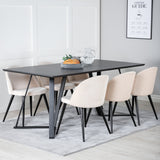 Jídelní stůl Marina - černá deska / černé nohy + sametová jídelní židle - béžová / černá_6