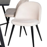 Jídelní stůl Marina - černá deska / černé nohy + sametová jídelní židle - béžová / černá_6