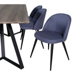 Jídelní stůl Marina - 180*90*H75 - Šedá / Černá + Sametová jídelní židle - Černé nohy - Modrá látka_6