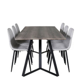 Jídelní stůl Marina - 180*90*H75 - Šedá / Černá + Polar Diamond Jídelní židle - Černé nohy - Šedá látka_6