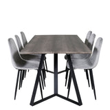 Jídelní stůl Marina - 180*90*H75 - Šedá / Černá + Polar Diamond Jídelní židle - Černé nohy - Šedá Velvet_6