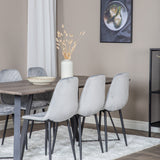 Jídelní stůl Marina - 180*90*H75 - Šedá / Černá + Polar Diamond Jídelní židle - Černé nohy - Šedá Velvet_6