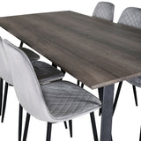 Jídelní stůl Marina - 180*90*H75 - Šedá / Černá + Polar Diamond Jídelní židle - Černé nohy - Šedá Velvet_6