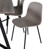 Jídelní stůl Marina - 180*90*H75 - Šedá / Černá+Arktická jídelní židle - Černé nohy - Khaki Plast_6