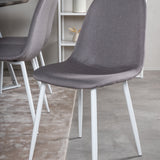 Jídelní stůl Marina - šedý "dub" / bílé nohy + židle Polar - šedá látka Bílé nohy _6