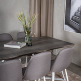 Jídelní stůl Marina - šedý "dub" / bílé nohy + židle Polar - šedá látka Bílé nohy _6