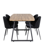Jídelní stůl Inca - 160/200*85*H75 - Dub / Černá+Wrinkles Jídelní židle - Černé nohy - Black Velvet_4