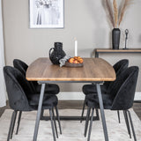 Jídelní stůl Inca - 160/200*85*H75 - Dub / Černá+Wrinkles Jídelní židle - Černé nohy - Black Velvet_4