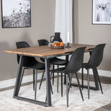 Jídelní stůl Inca - 160/200*85*H75 - Dub / Černá+Polar Plastová jídelní židle - Černé nohy / Černý Plast_4