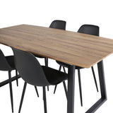 Jídelní stůl Inca - 160/200*85*H75 - Dub / Černá+Polar Plastová jídelní židle - Černé nohy / Černý Plast_4