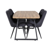 Jídelní stůl Inca - 160/200*85*H75 - Dub / Černá+Velvet Deluxe jídelní židle - Černé nohy - Black Fabric_4