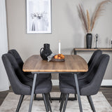 Jídelní stůl Inca - 160/200*85*H75 - Dub / Černá+Velvet Deluxe jídelní židle - Černé nohy - Black Fabric_4