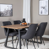 Jídelní stůl Inca - 160/200*85*H75 - Dub / Černá+Velvet Deluxe jídelní židle - Černé nohy - Black Fabric_4