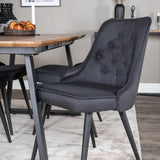 Jídelní stůl Inca - 160/200*85*H75 - Dub / Černá+Velvet Deluxe jídelní židle - Černé nohy - Black Fabric_4